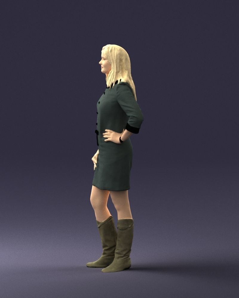 Blonde with long hair dress 0681 3D Print Ready 3D print model_9
