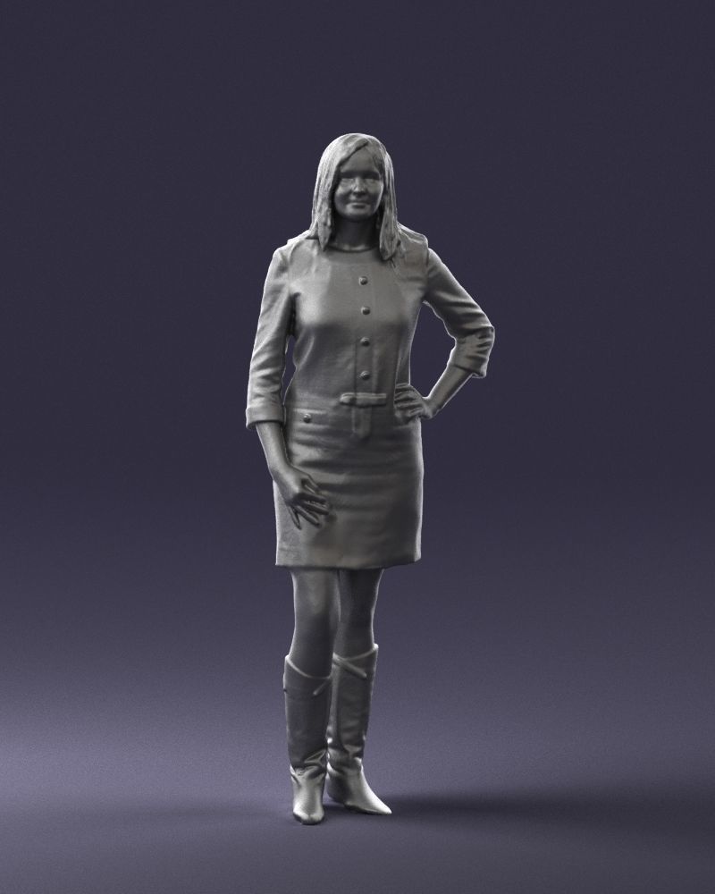 Blonde with long hair dress 0681 3D Print Ready 3D print model_37
