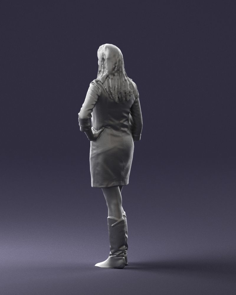 Blonde with long hair dress 0681 3D Print Ready 3D print model_16