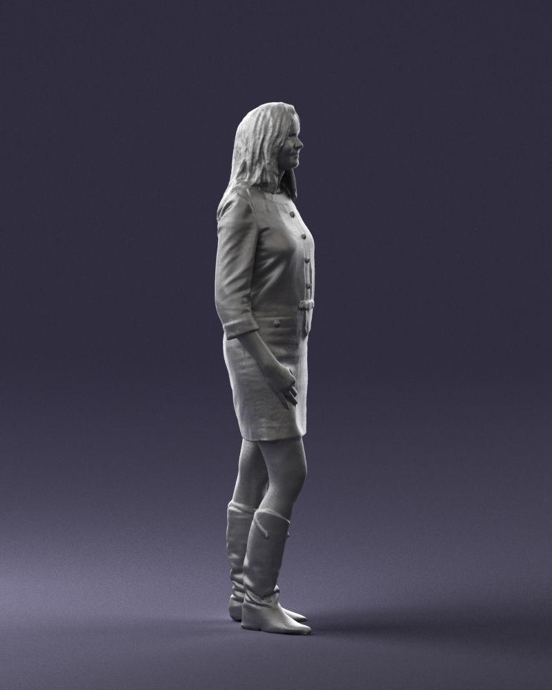 Blonde with long hair dress 0681 3D Print Ready 3D print model_31