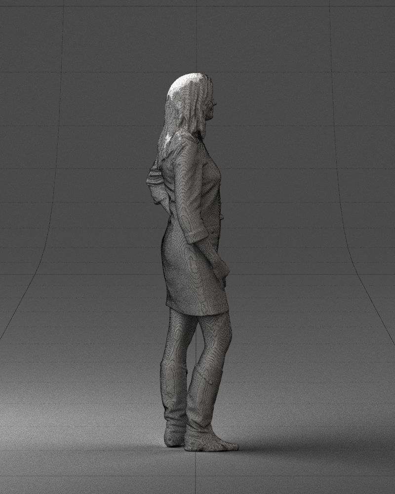 Blonde with long hair dress 0681 3D Print Ready 3D print model_29
