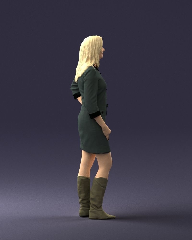 Blonde with long hair dress 0681 3D Print Ready 3D print model_27