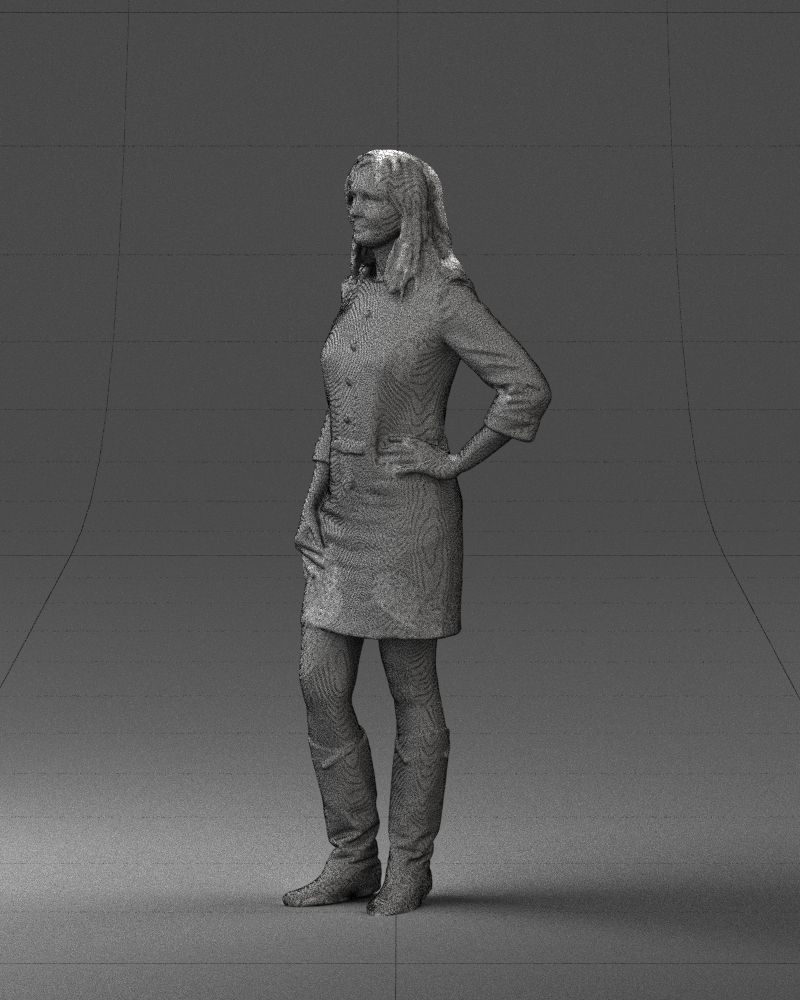 Blonde with long hair dress 0681 3D Print Ready 3D print model_8