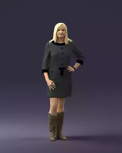 Blonde with long hair dress 0681 3D Print Ready