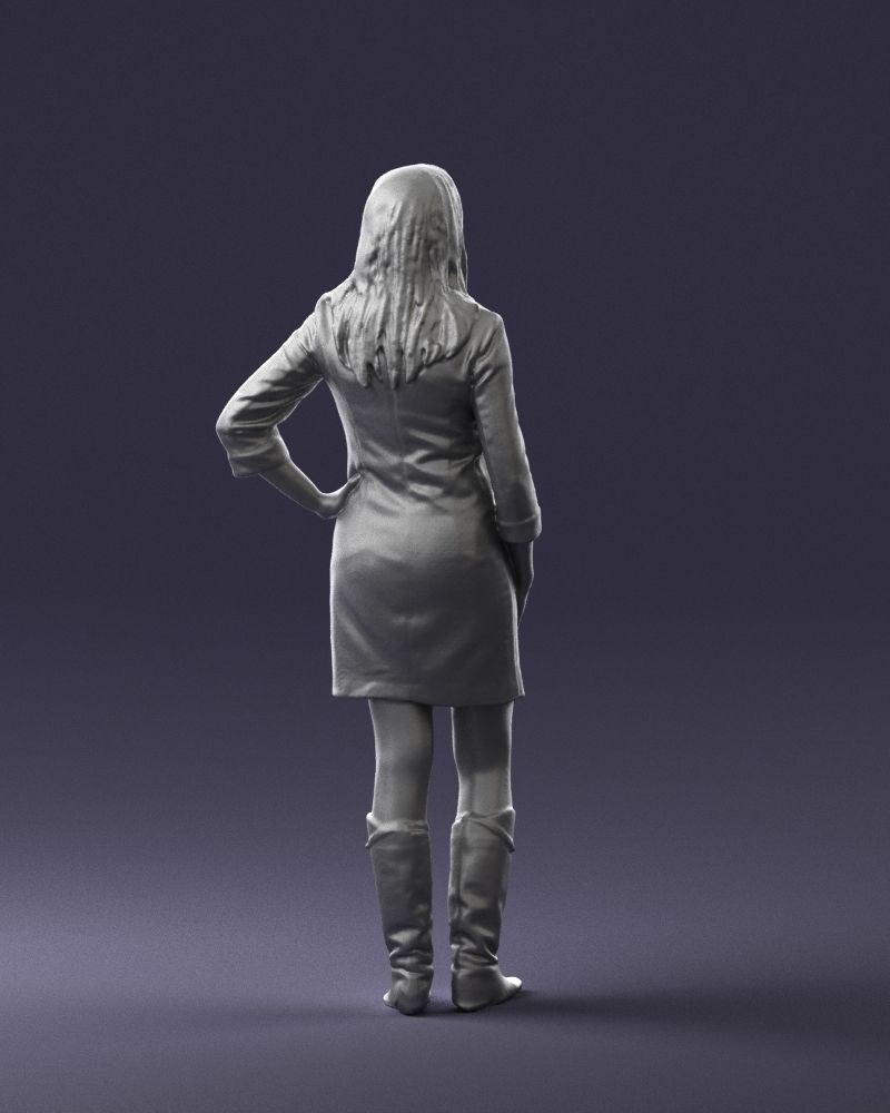 Blonde with long hair dress 0681 3D Print Ready 3D print model_22