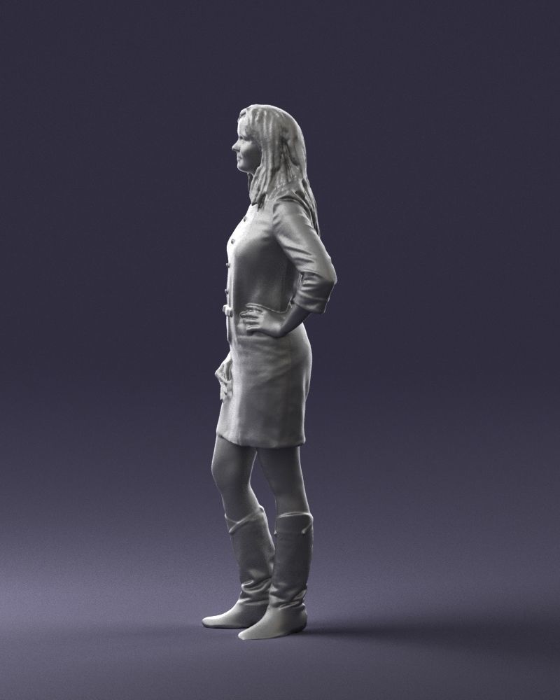 Blonde with long hair dress 0681 3D Print Ready 3D print model_10