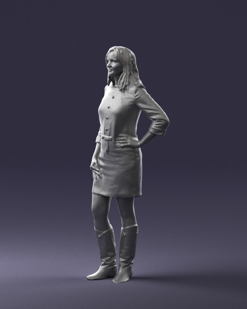Blonde with long hair dress 0681 3D Print Ready 3D print model_7