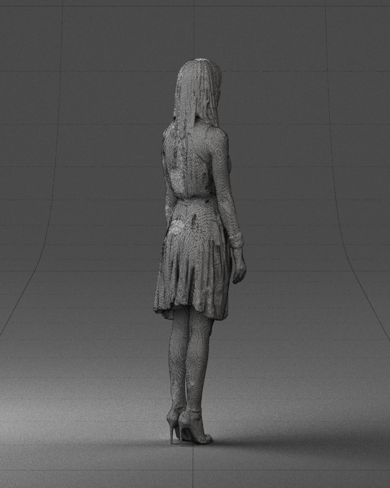Blonde woman in green dress 0204 3D Print Ready 3D print model_17