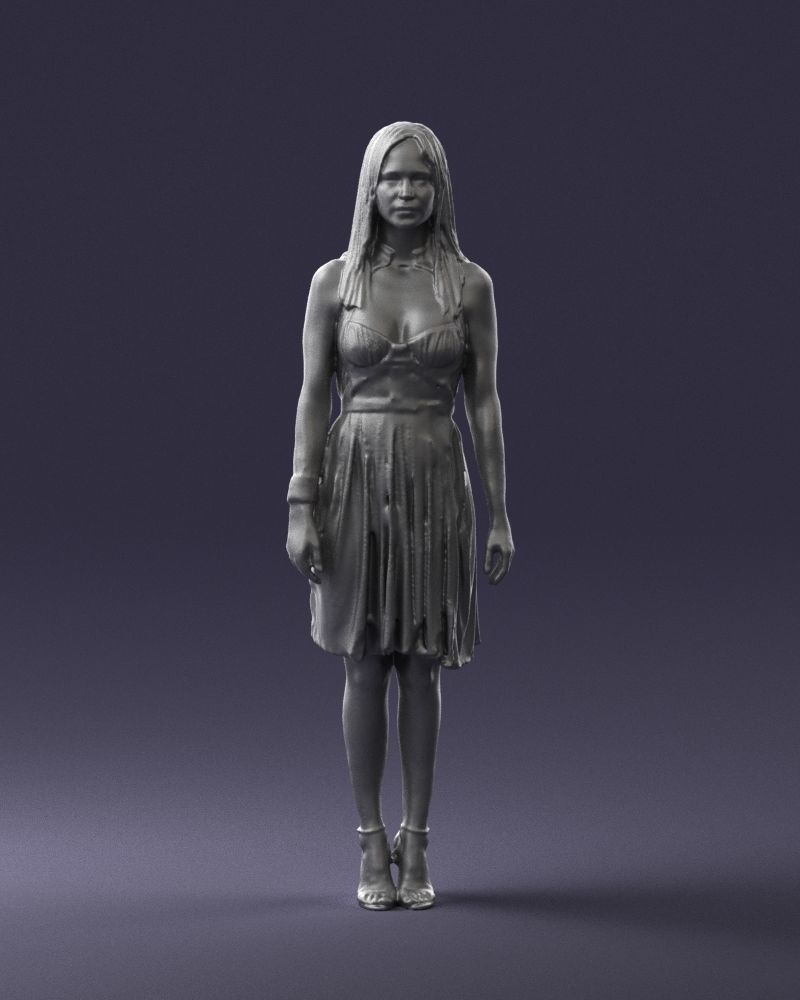 Blonde woman in green dress 0204 3D Print Ready 3D print model_4