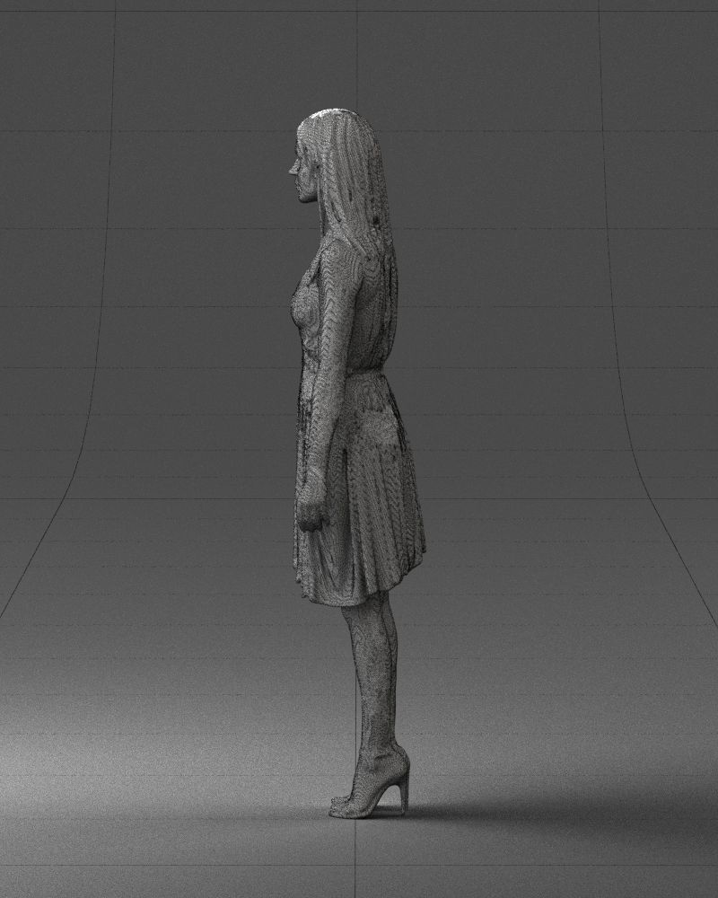 Blonde woman in green dress 0204 3D Print Ready 3D print model_26