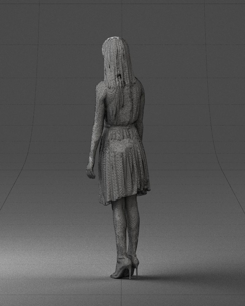 Blonde woman in green dress 0204 3D Print Ready 3D print model_23