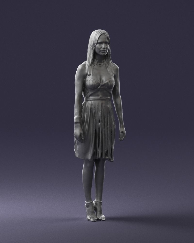 Blonde woman in green dress 0204 3D Print Ready 3D print model_7