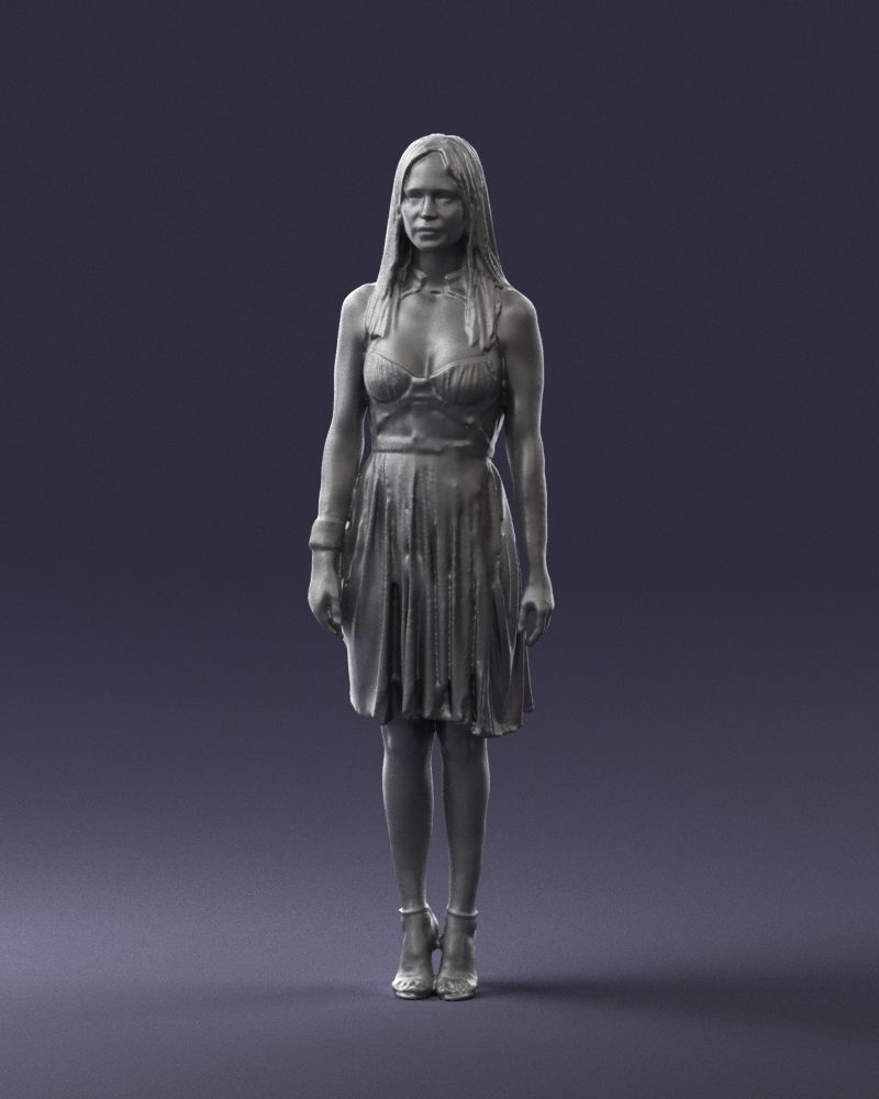Blonde woman in green dress 0204 3D Print Ready 3D print model_34