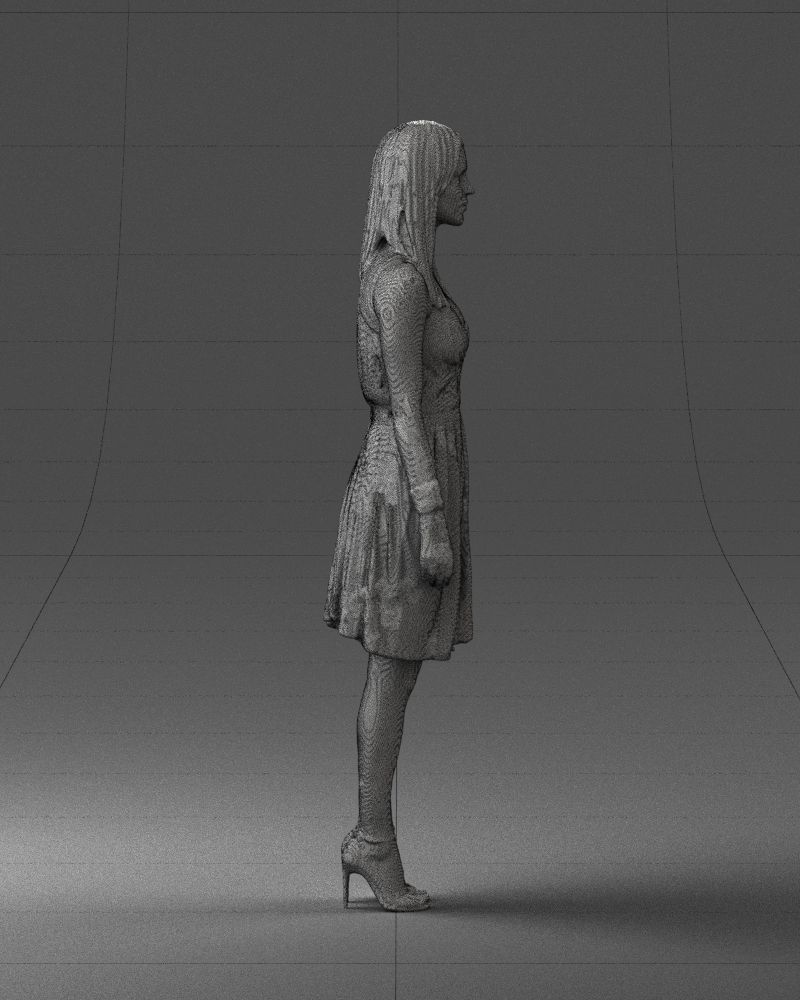 Blonde woman in green dress 0204 3D Print Ready 3D print model_14