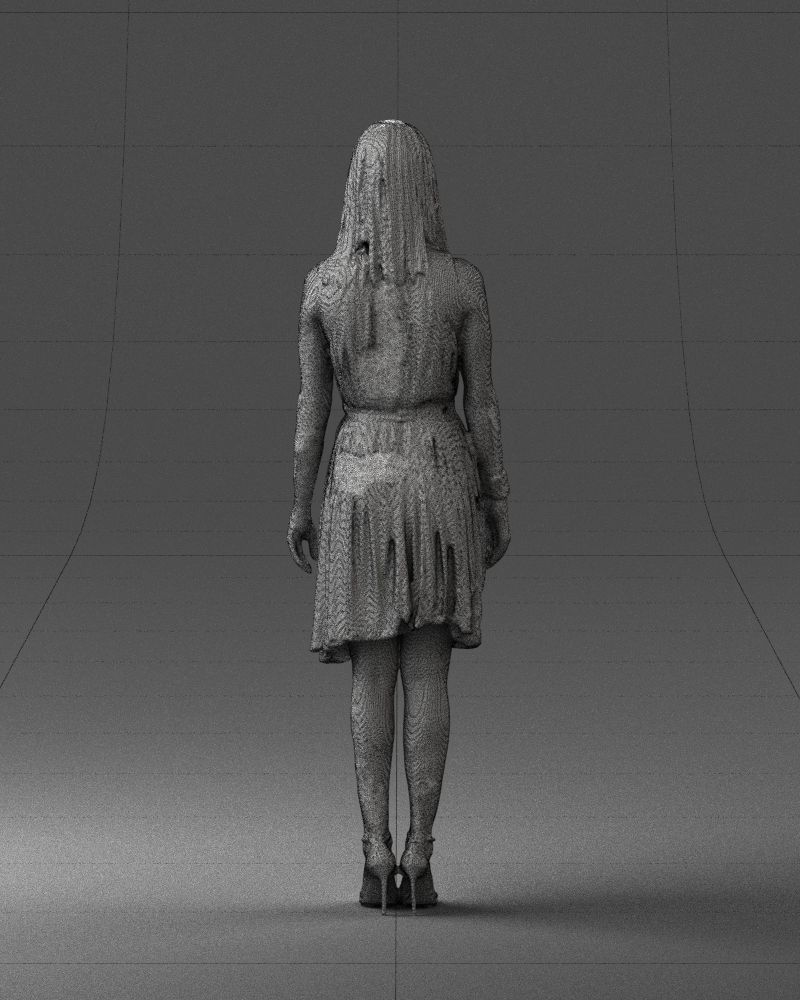 Blonde woman in green dress 0204 3D Print Ready 3D print model_20