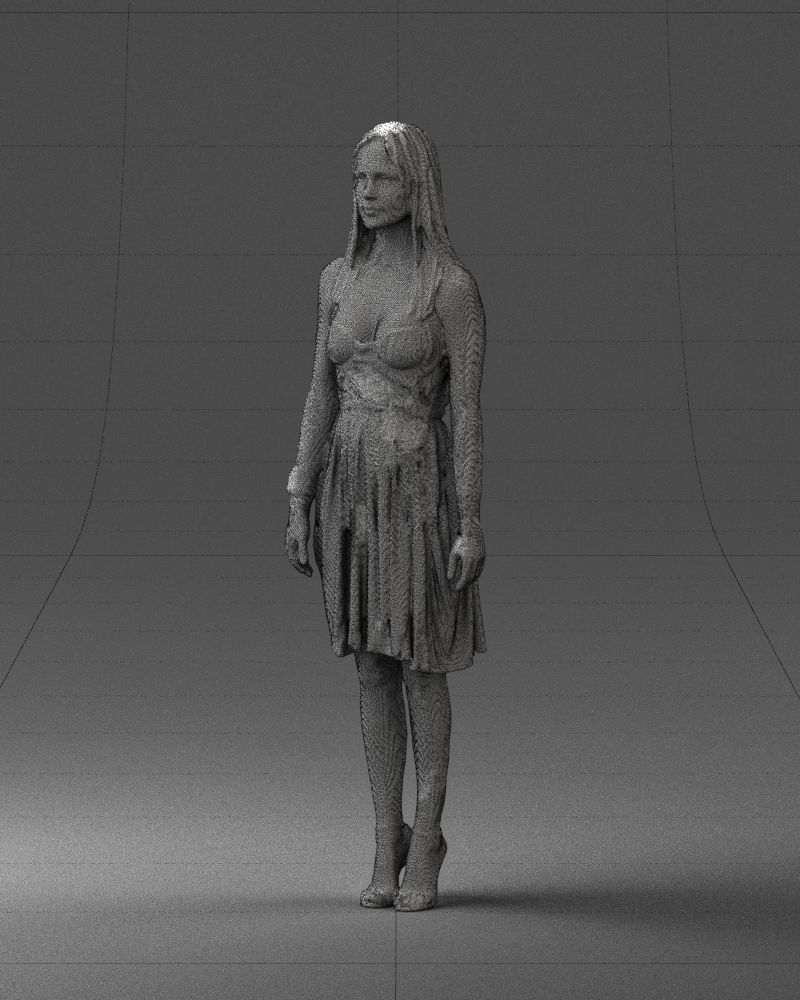 Blonde woman in green dress 0204 3D Print Ready 3D print model_32
