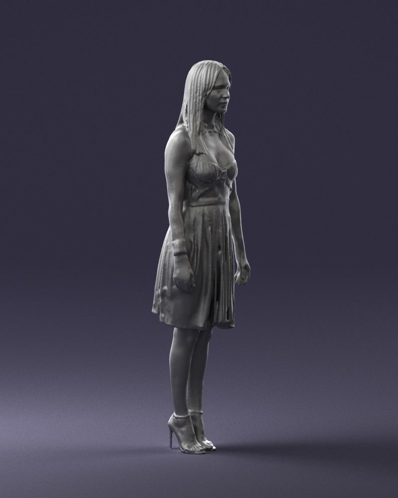 Blonde woman in green dress 0204 3D Print Ready 3D print model_10
