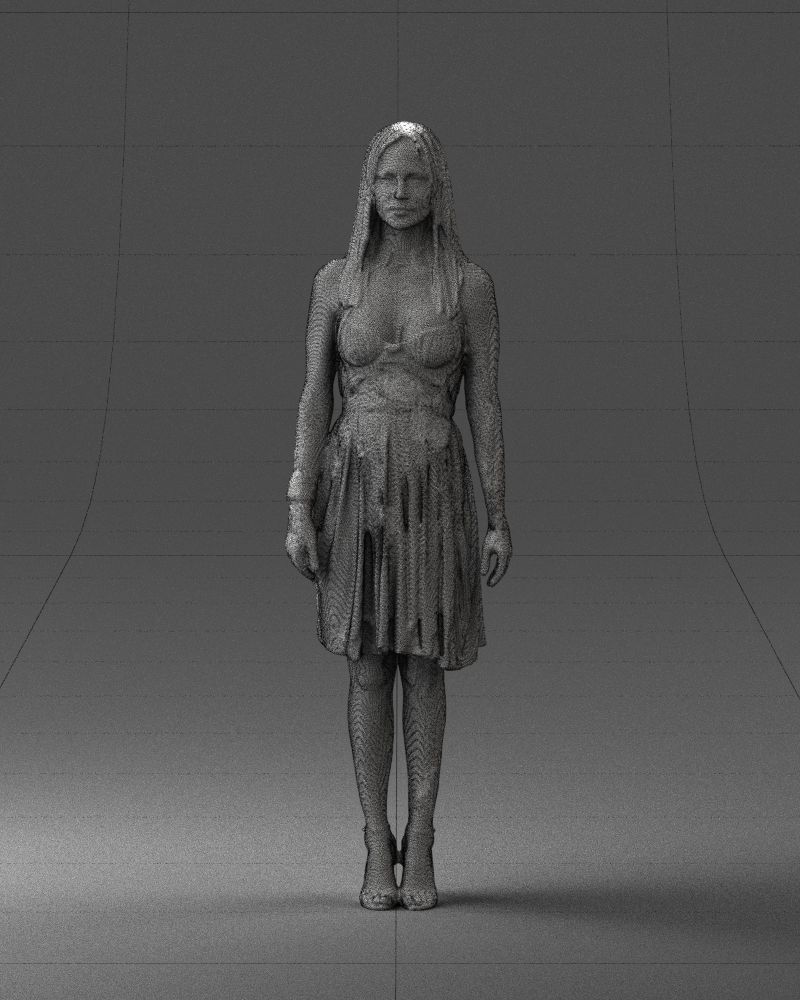 Blonde woman in green dress 0204 3D Print Ready 3D print model_2
