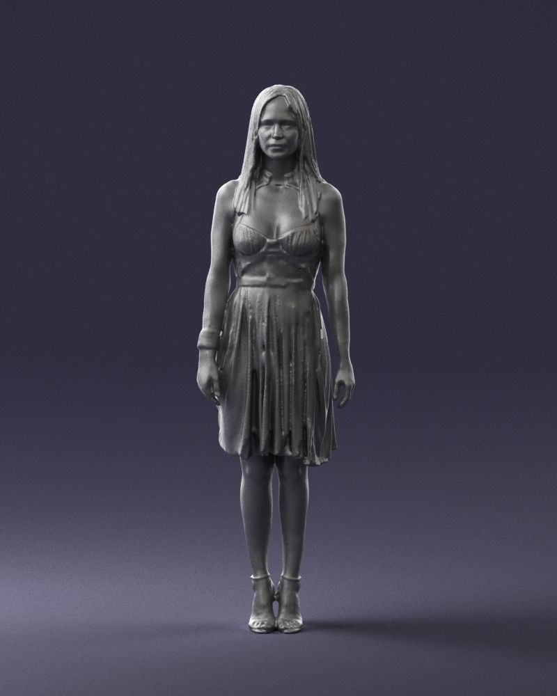 Blonde woman in green dress 0204 3D Print Ready 3D print model_37