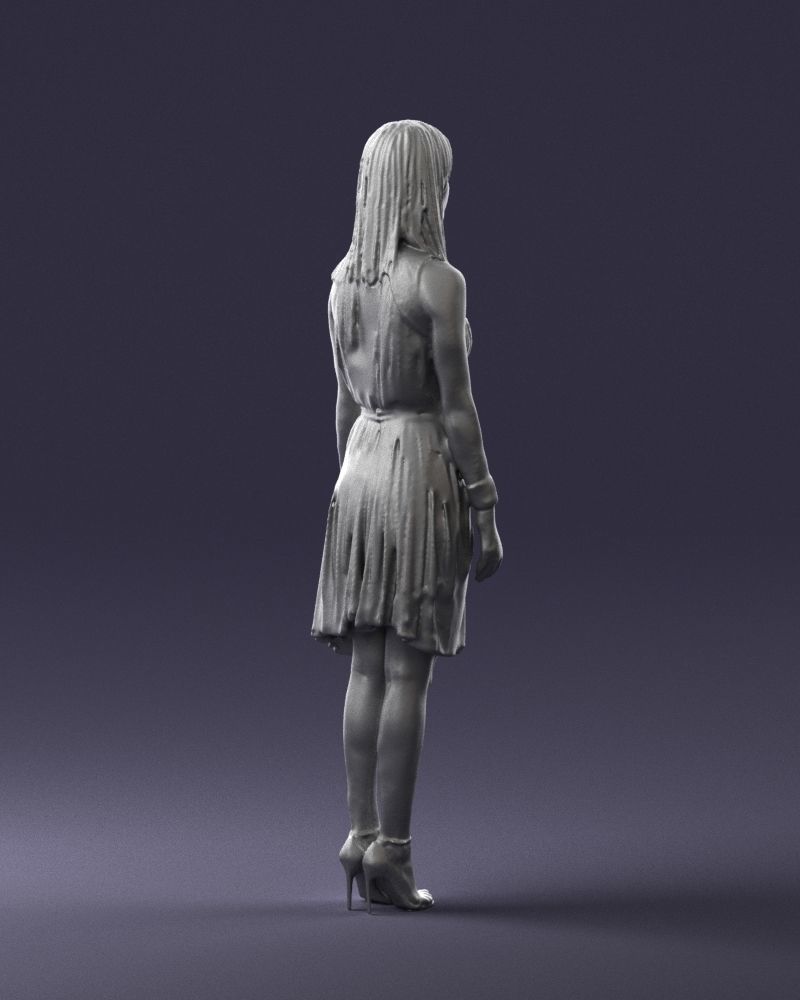 Blonde woman in green dress 0204 3D Print Ready 3D print model_16