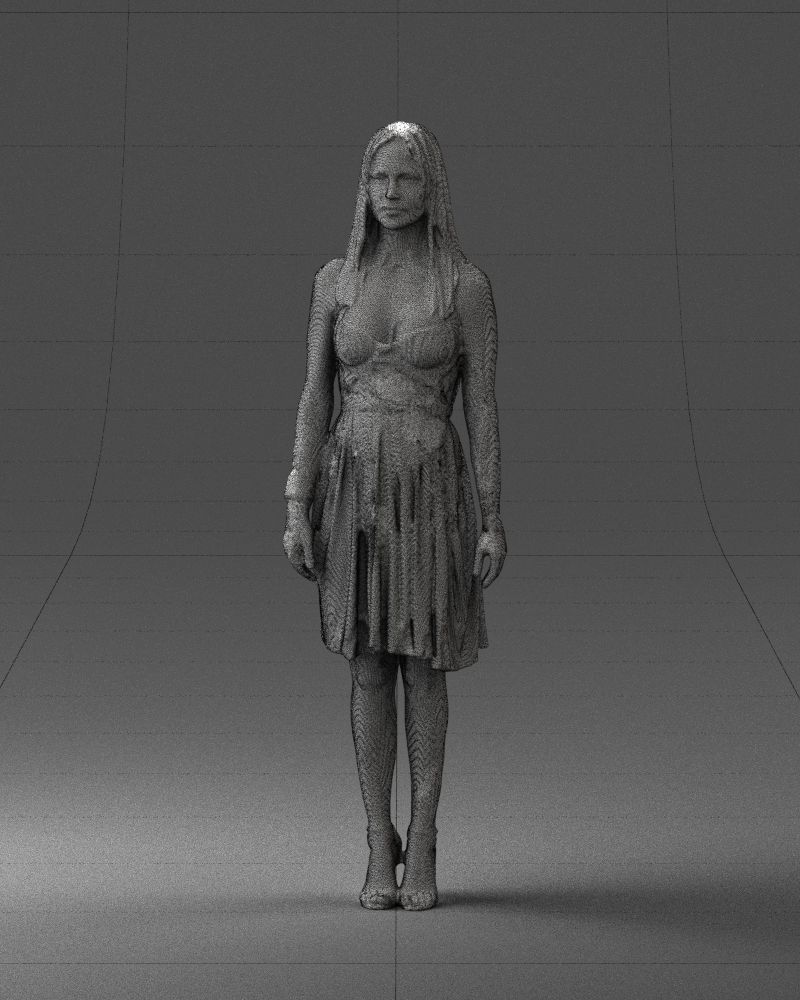 Blonde woman in green dress 0204 3D Print Ready 3D print model_35