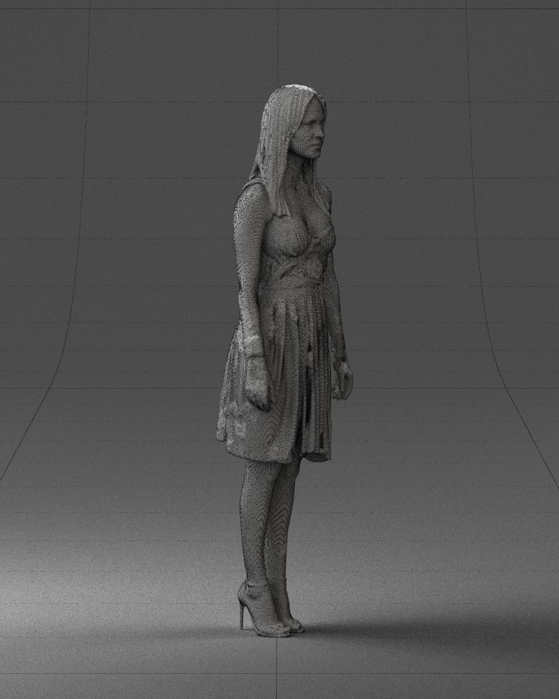 Blonde woman in green dress 0204 3D Print Ready 3D print model_11