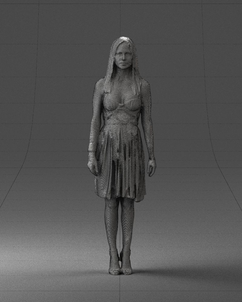 Blonde woman in green dress 0204 3D Print Ready 3D print model_5
