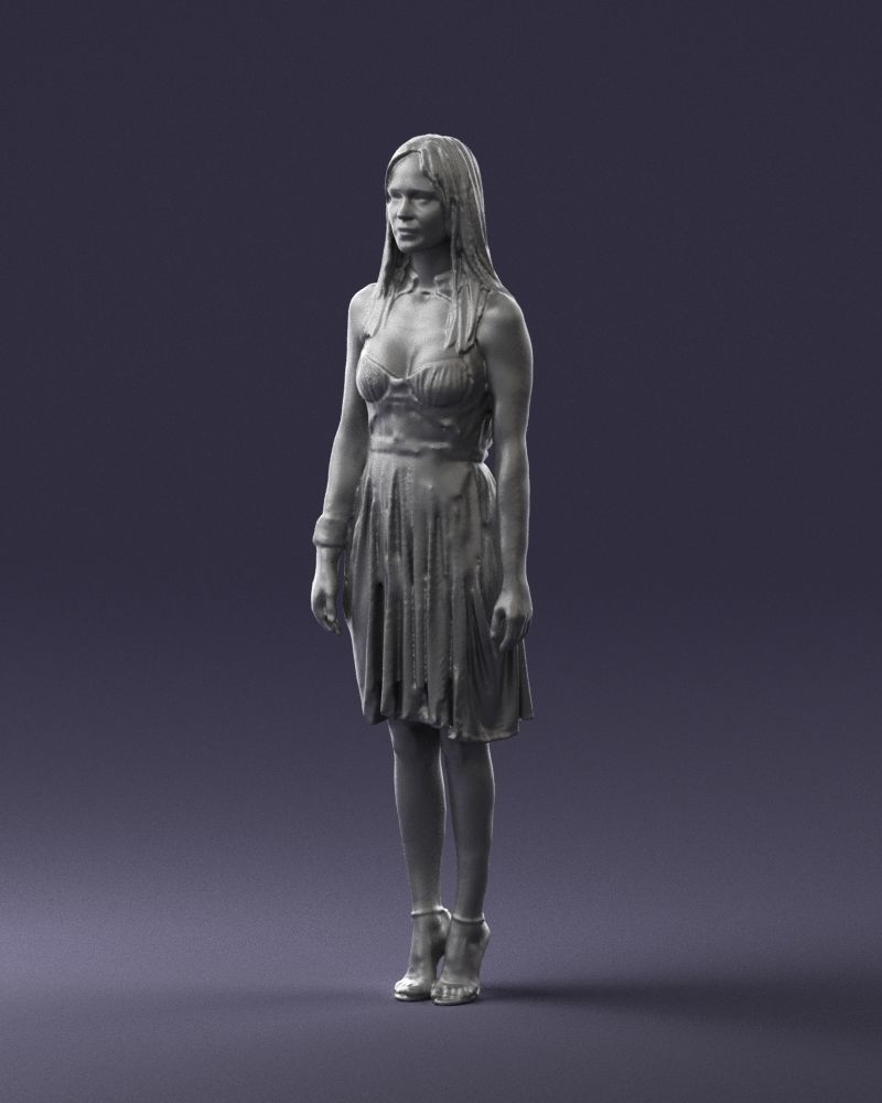 Blonde woman in green dress 0204 3D Print Ready 3D print model_31