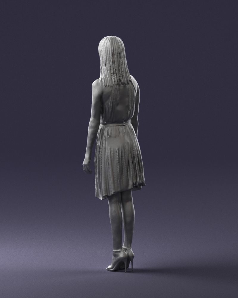 Blonde woman in green dress 0204 3D Print Ready 3D print model_22