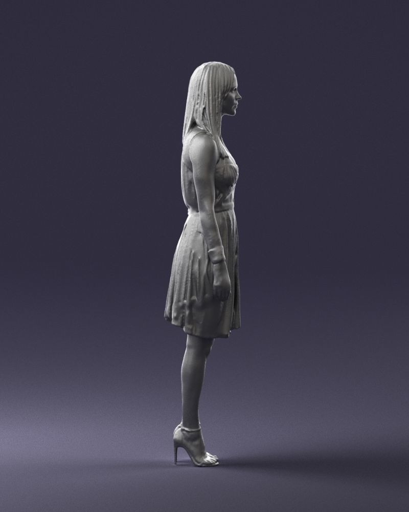 Blonde woman in green dress 0204 3D Print Ready 3D print model_13