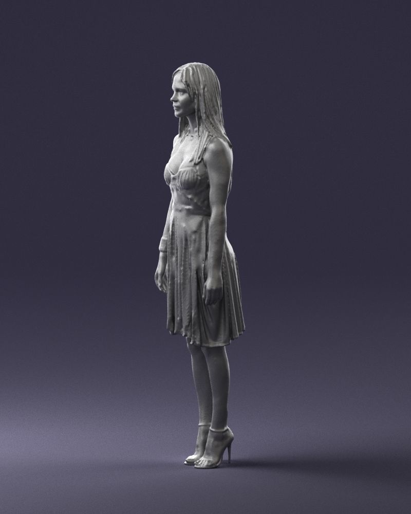 Blonde woman in green dress 0204 3D Print Ready 3D print model_28