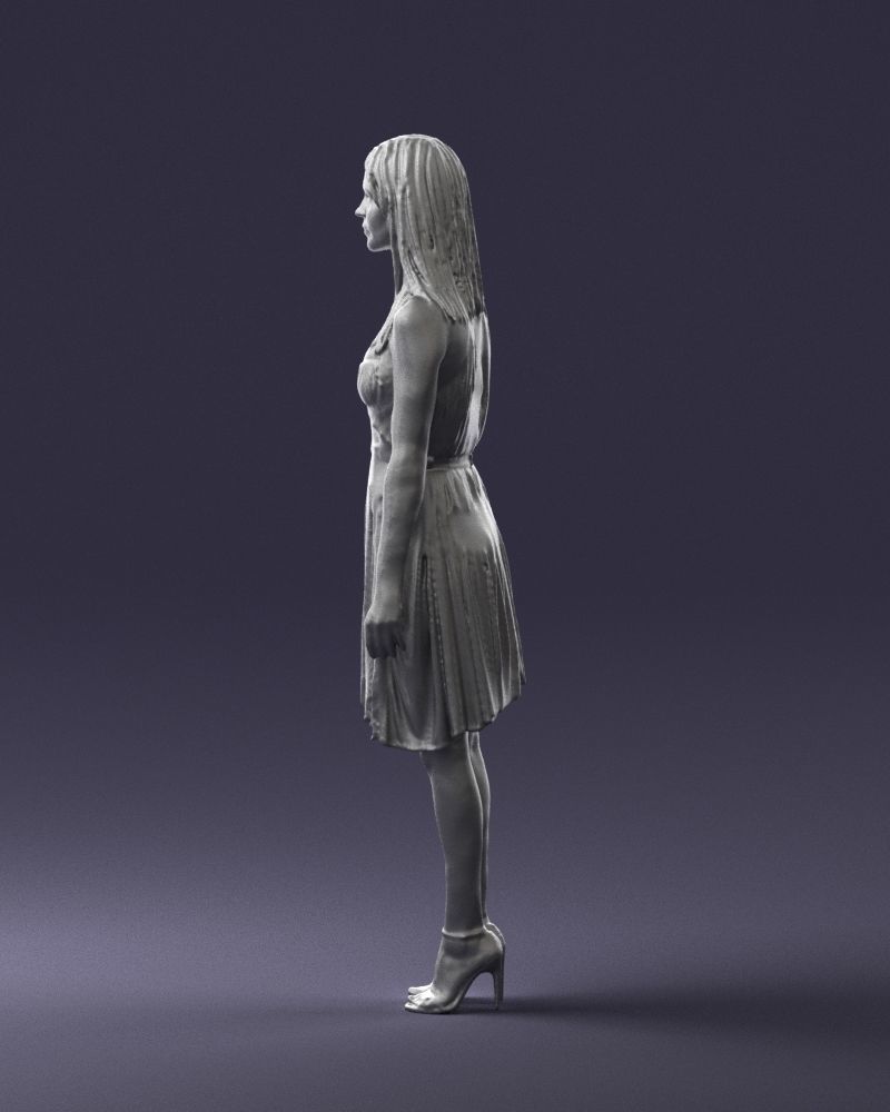 Blonde woman in green dress 0204 3D Print Ready 3D print model_25