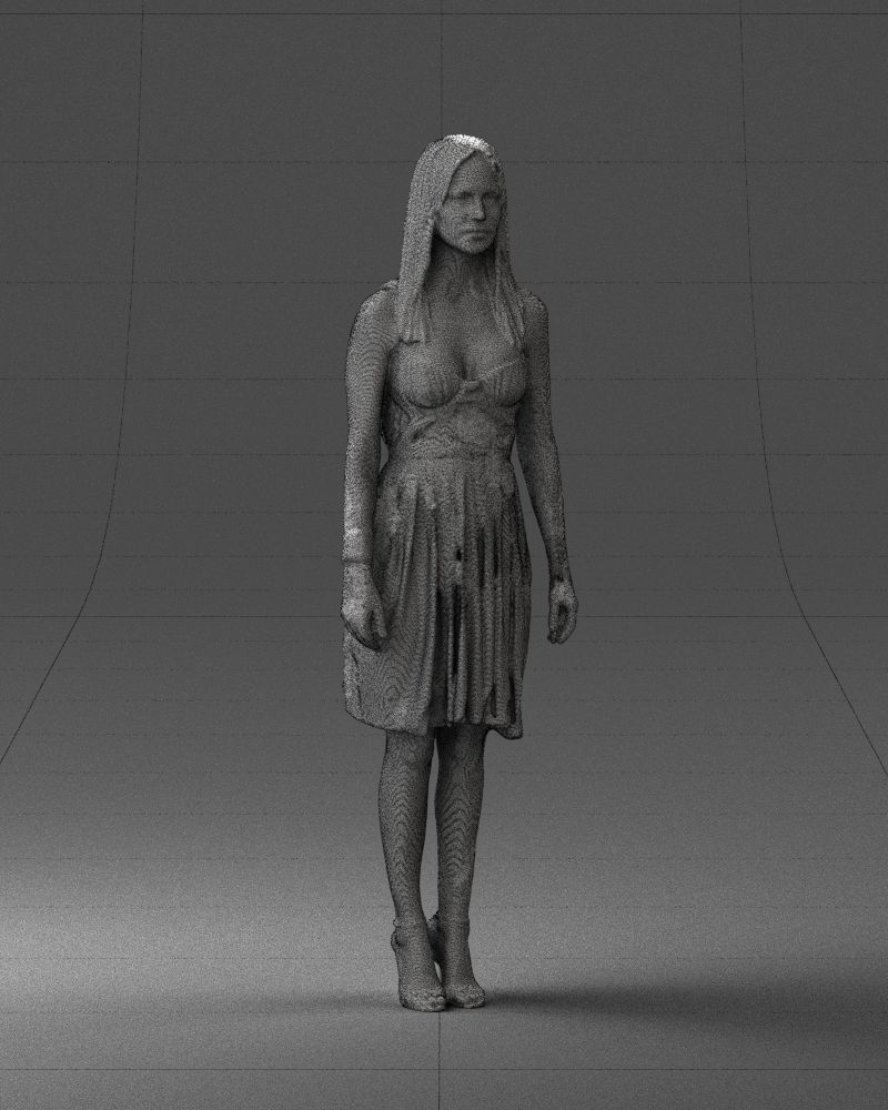 Blonde woman in green dress 0204 3D Print Ready 3D print model_8
