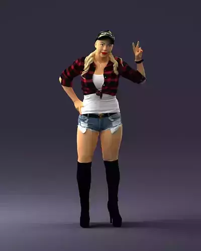 Blonde woman in short shorts 0139 3D Print Ready 3D print model