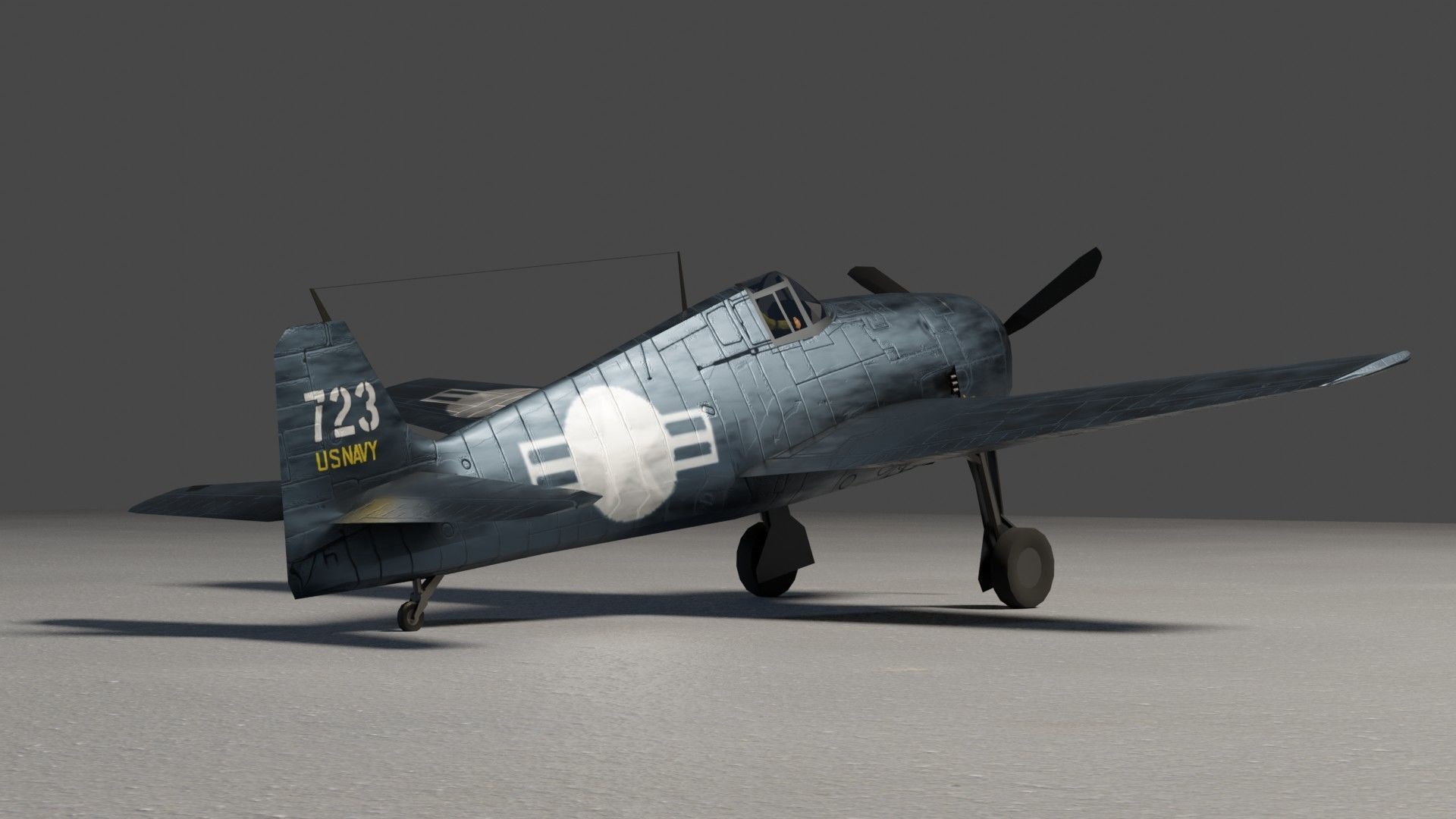 Grumman F6F Hellcat Low-poly 3D model_9