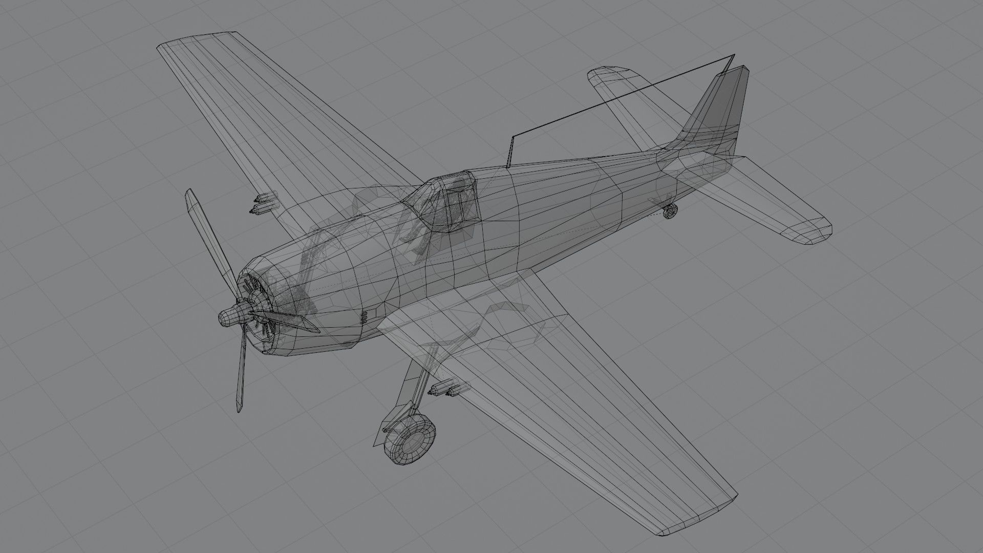 Grumman F6F Hellcat Low-poly 3D model_8