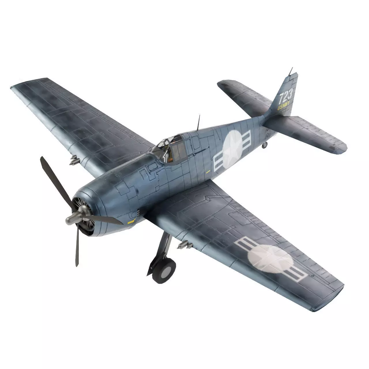 Grumman F6F Hellcat Low-poly 3D model_0