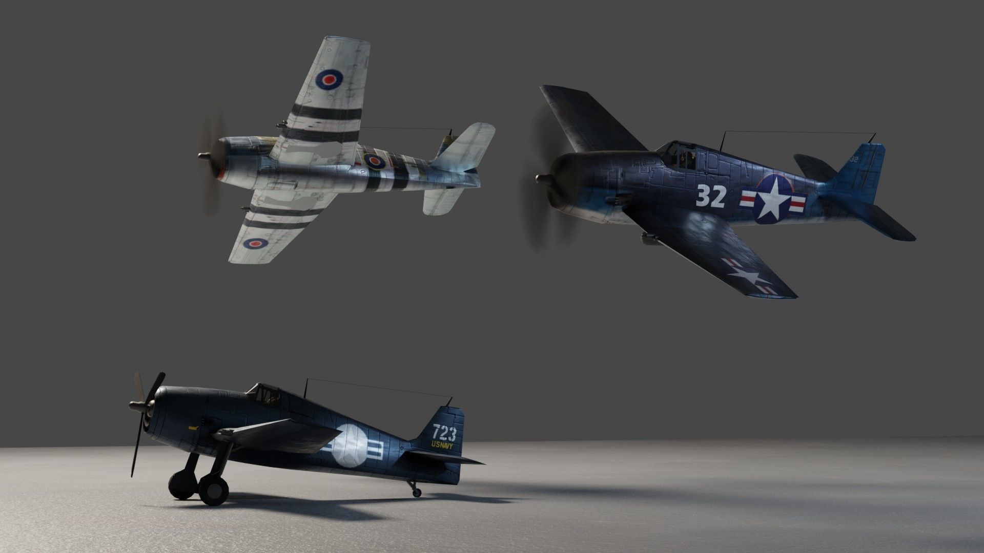 Grumman F6F Hellcat Low-poly 3D model_3