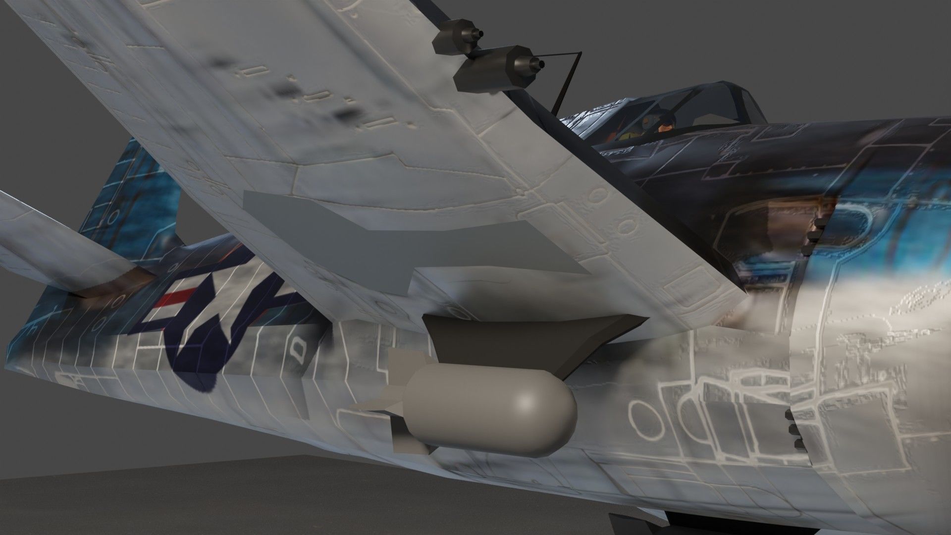 Grumman F6F Hellcat Low-poly 3D model_15