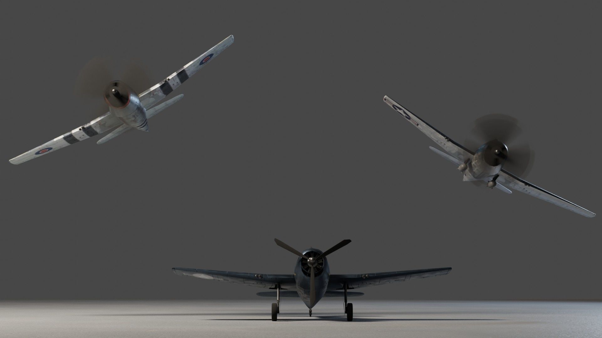 Grumman F6F Hellcat Low-poly 3D model_5
