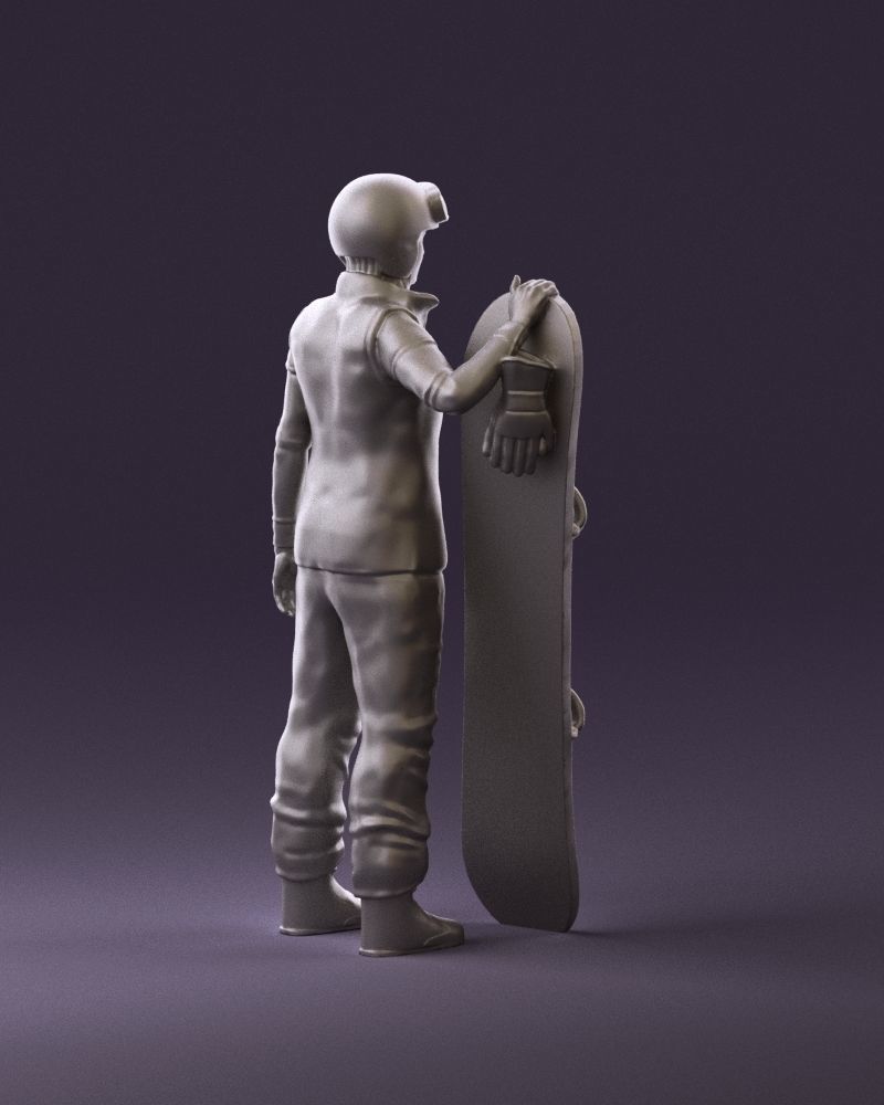 Blonde woman with snowboard 0934 3D Print Ready 3D print model_5