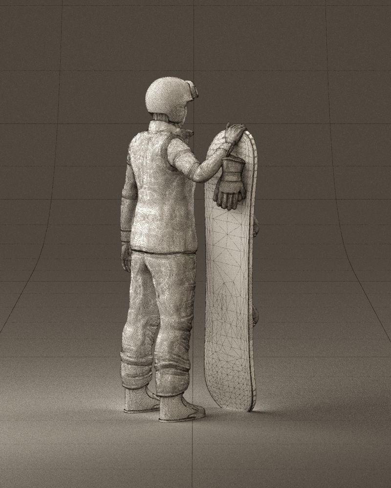 Blonde woman with snowboard 0934 3D Print Ready 3D print model_29