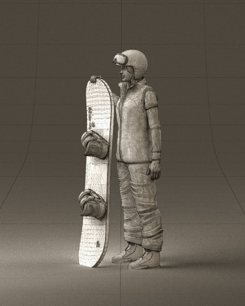 Blonde woman with snowboard 0934 3D Print Ready 3D print model_33
