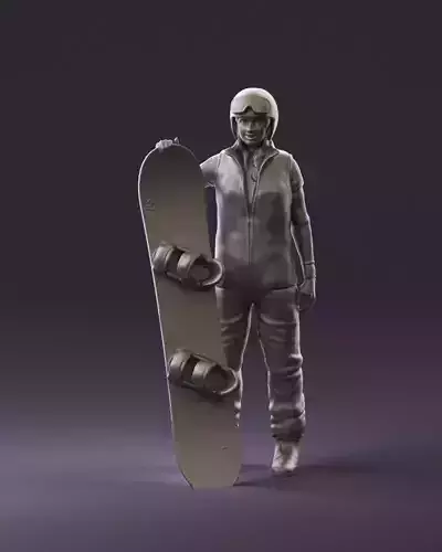 Blonde woman with snowboard 0934 3D Print Ready 3D print model