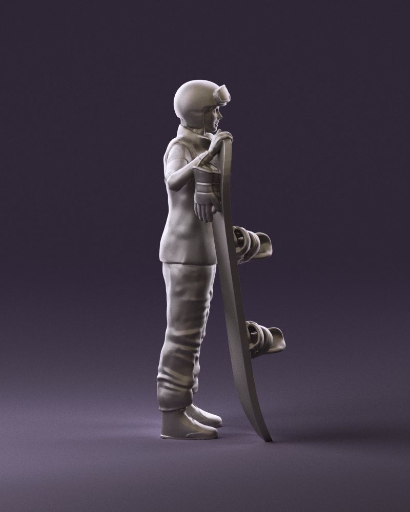 Blonde woman with snowboard 0934 3D Print Ready 3D print model_4