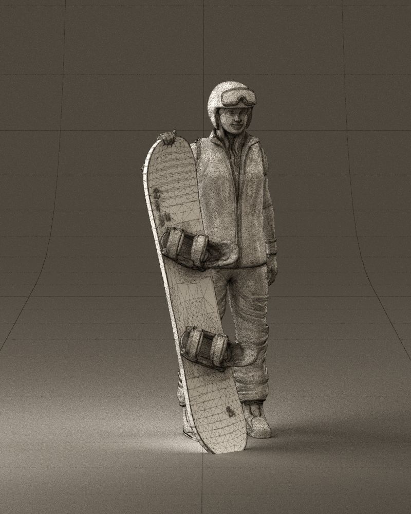 Blonde woman with snowboard 0934 3D Print Ready 3D print model_26
