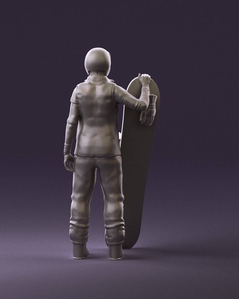 Blonde woman with snowboard 0934 3D Print Ready 3D print model_6