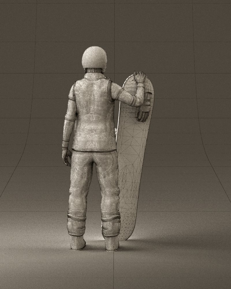 Blonde woman with snowboard 0934 3D Print Ready 3D print model_30