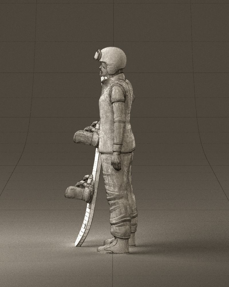 Blonde woman with snowboard 0934 3D Print Ready 3D print model_32