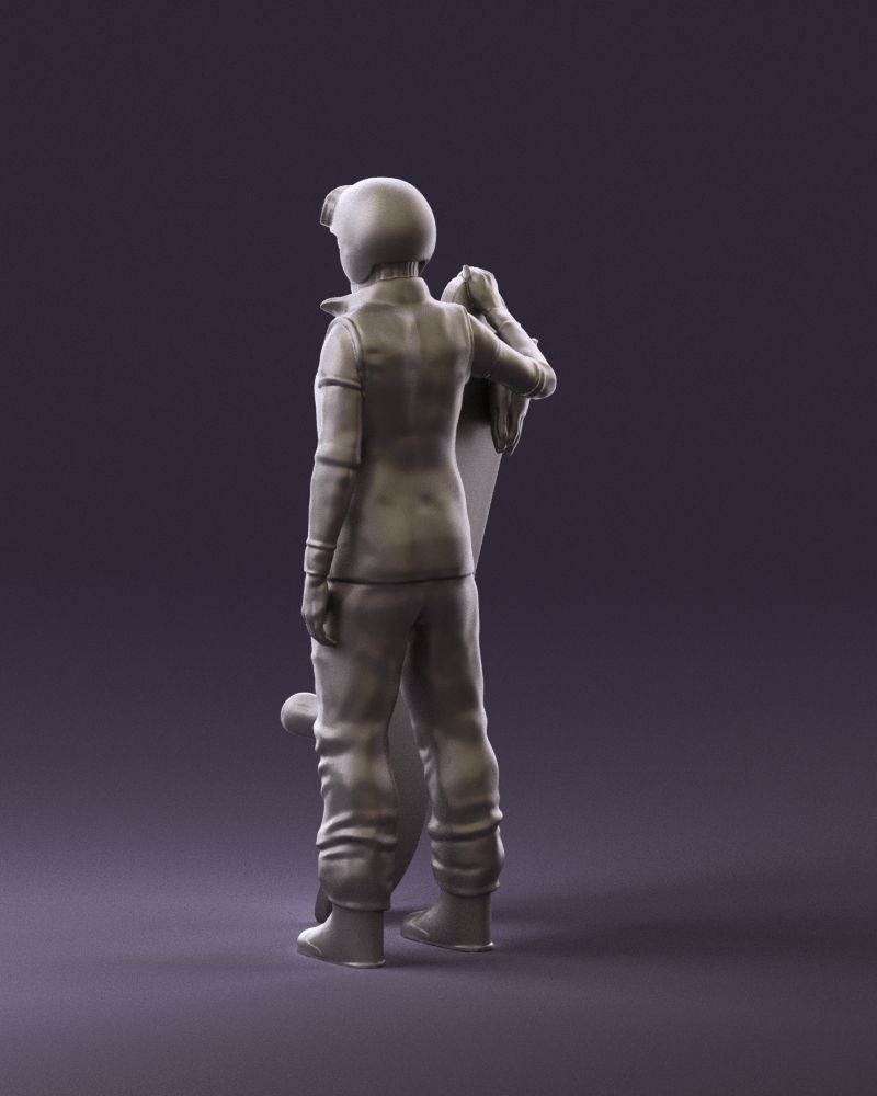 Blonde woman with snowboard 0934 3D Print Ready 3D print model_7